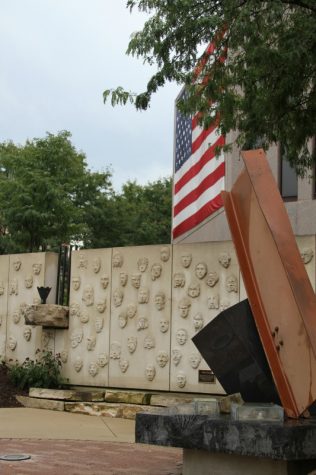 A shot of the 9/11 memorial outside the Naperville Municipal Center