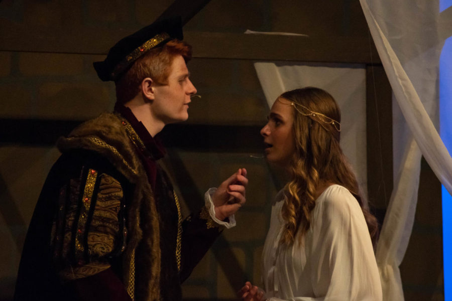 Lord Capulet (Mark Vanderwater) tells Juliet that she must marry Paris. 
