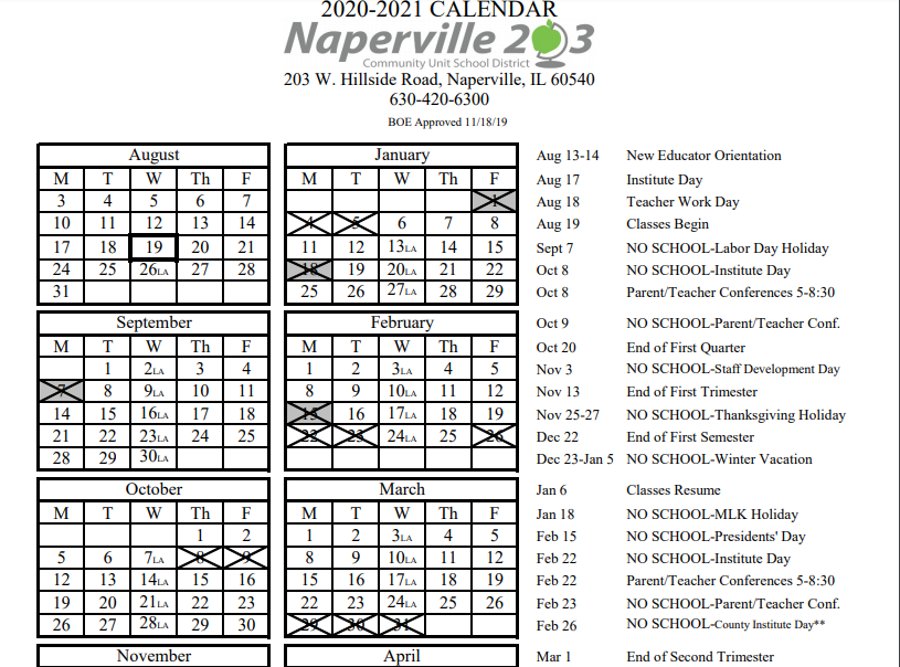 Naperville District 203 Calendar Customize and Print