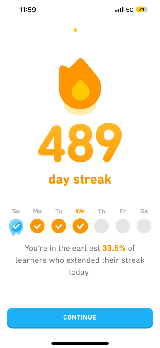 Duolingo showcases the number of days a user has held their streak.