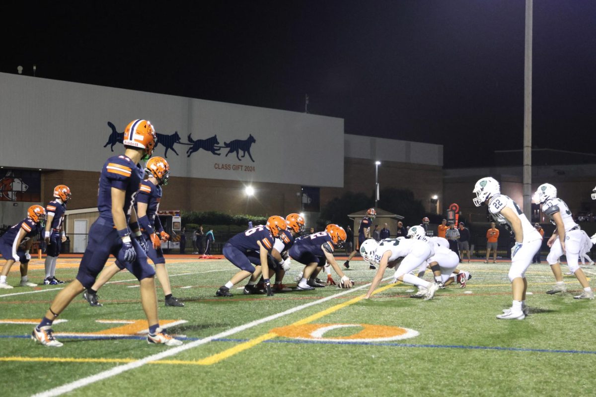 Huskie offense preps for the next down at the ten yard line.