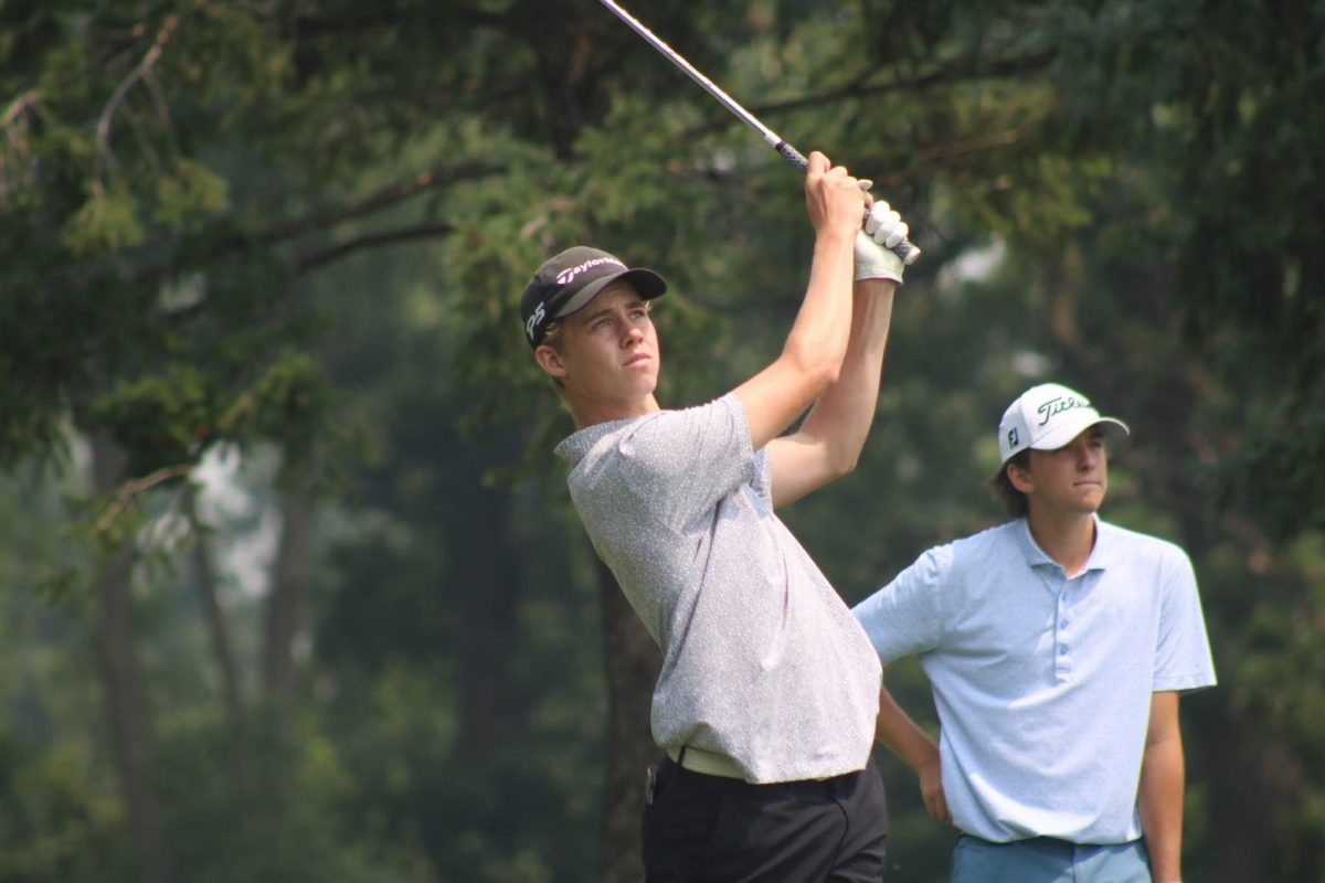 Henry Haumesser teeing off at Ruffled Feathers golf club. Photo courtesy of Illinois junior golf association.