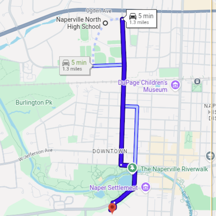 The route between Naperville North and Central.
